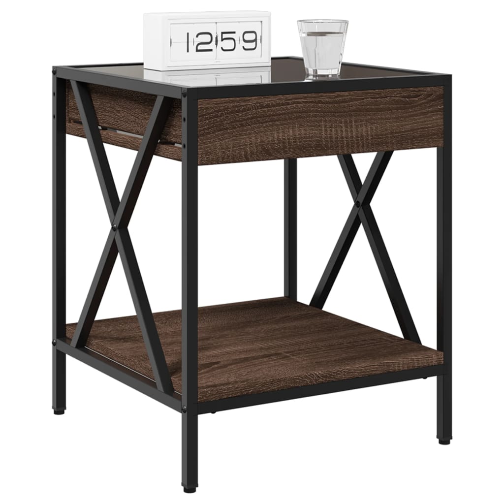 Bedside table with LED Infinity 40x40x49 cm brown oak
