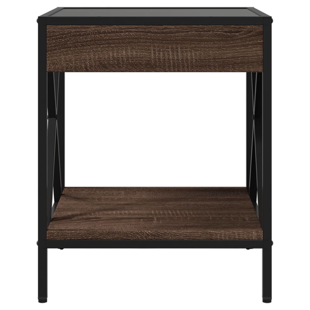 Bedside table with LED Infinity 40x40x49 cm brown oak