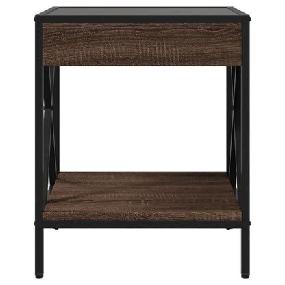 Bedside table with LED Infinity 40x40x49 cm brown oak