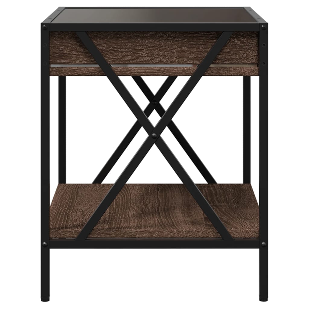 Bedside table with LED Infinity 40x40x49 cm brown oak