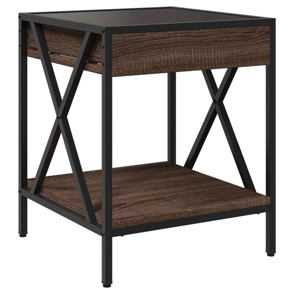 Bedside table with LED Infinity 40x40x49 cm brown oak