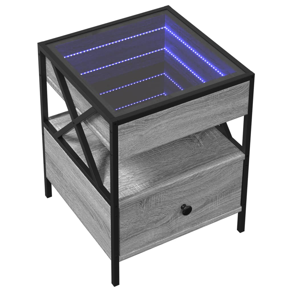Bedside table with LED Infinity 40x40x51 cm Sonoma grey