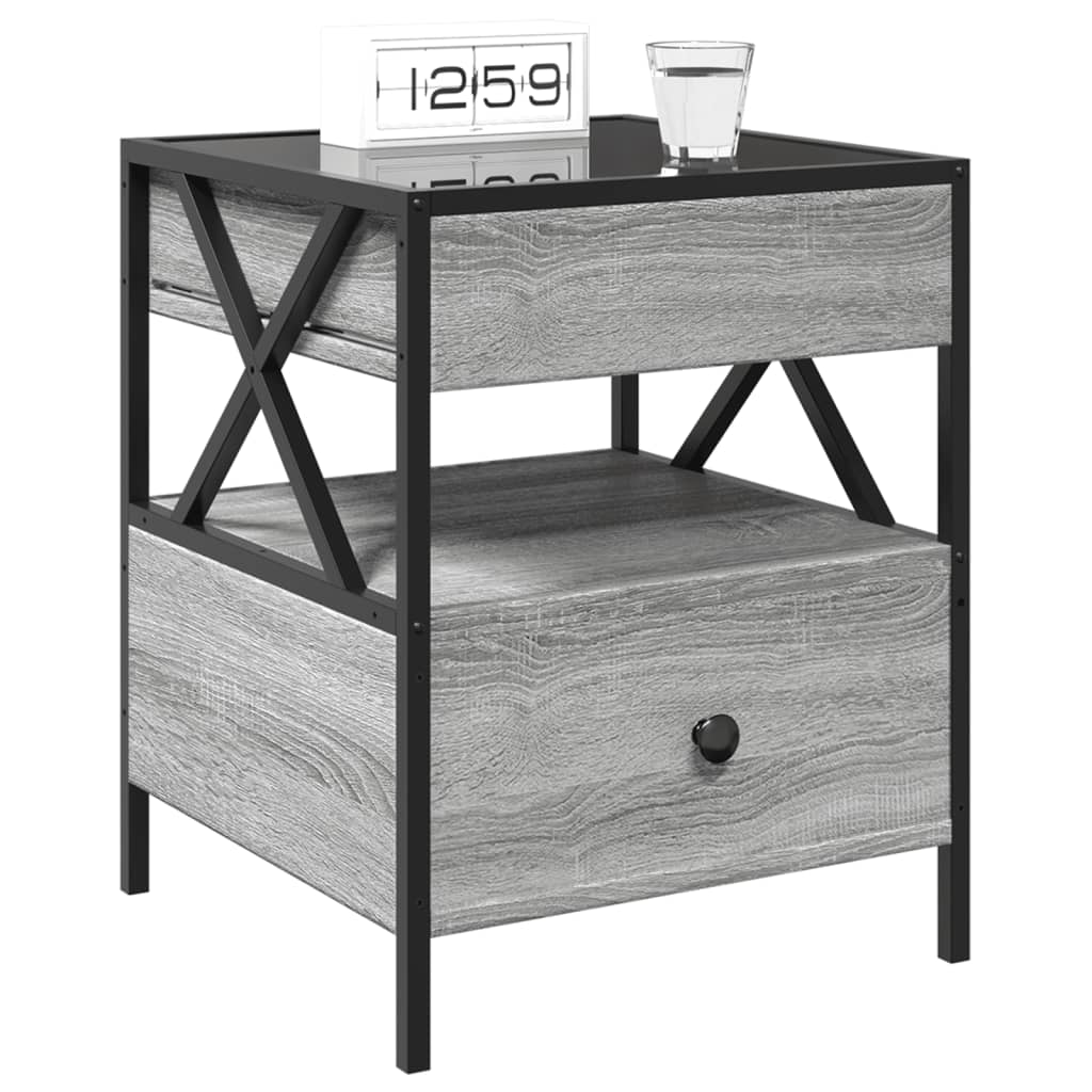Bedside table with LED Infinity 40x40x51 cm Sonoma grey