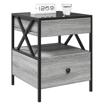 Bedside table with LED Infinity 40x40x51 cm Sonoma grey