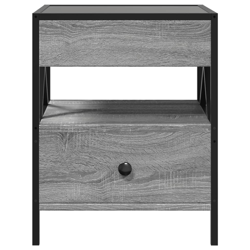 Bedside table with LED Infinity 40x40x51 cm Sonoma grey