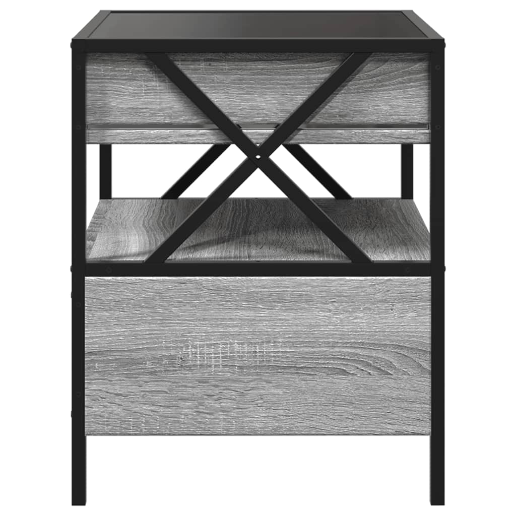 Bedside table with LED Infinity 40x40x51 cm Sonoma grey