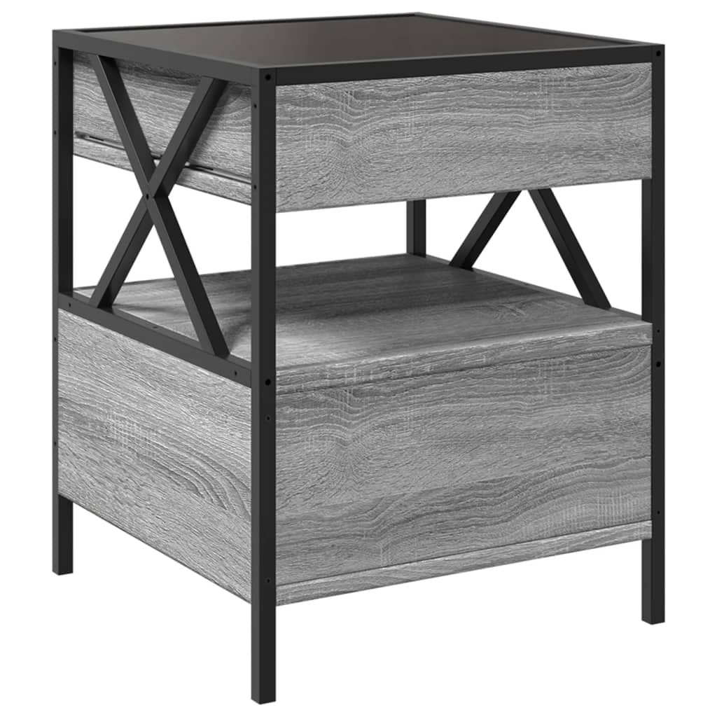 Bedside table with LED Infinity 40x40x51 cm Sonoma grey