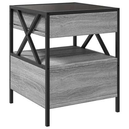 Bedside table with LED Infinity 40x40x51 cm Sonoma grey