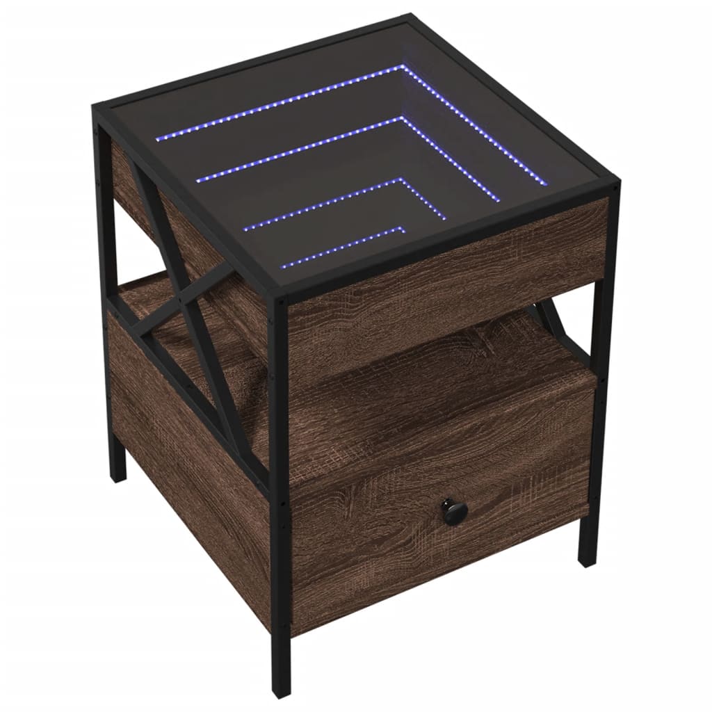 Bedside table with LED Infinity 40x40x51 cm brown oak