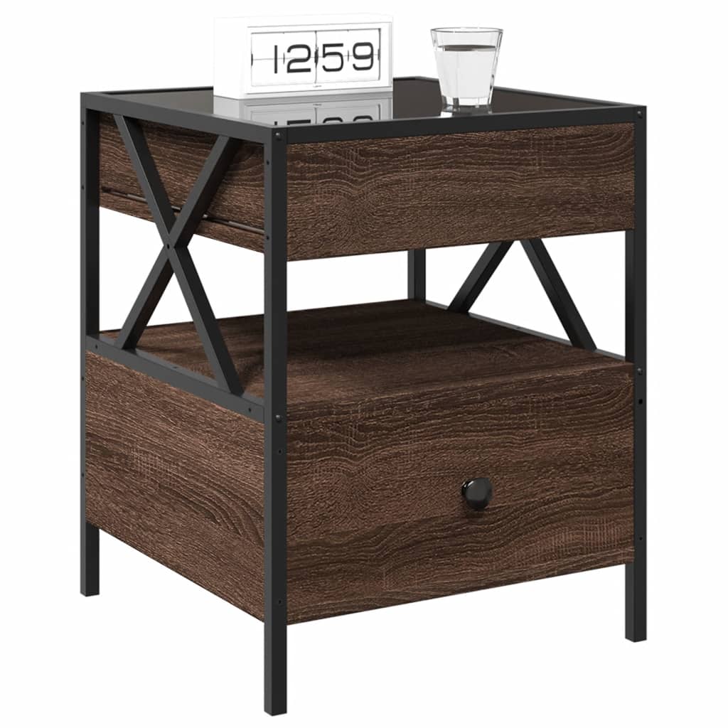 Bedside table with LED Infinity 40x40x51 cm brown oak