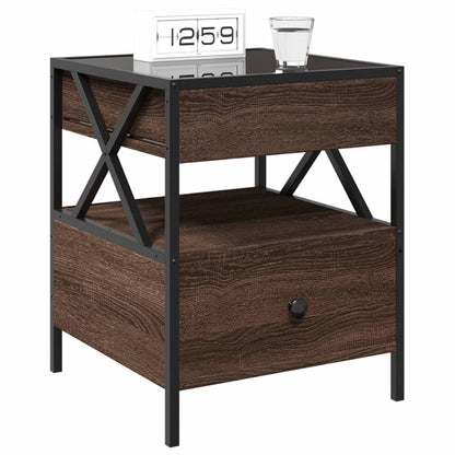 Bedside table with LED Infinity 40x40x51 cm brown oak