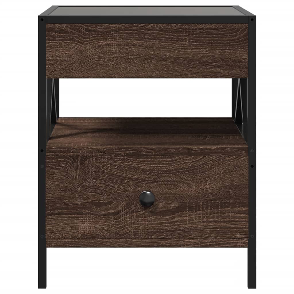 Bedside table with LED Infinity 40x40x51 cm brown oak