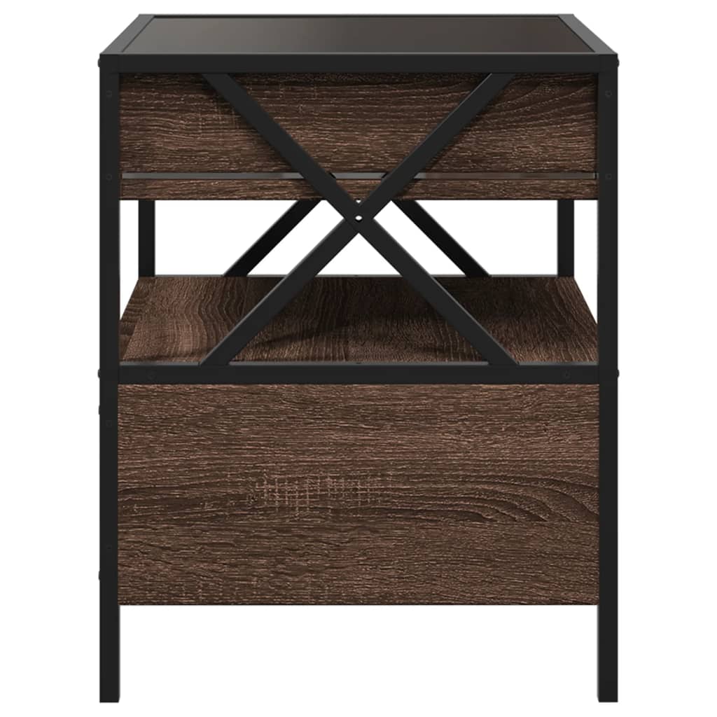 Bedside table with LED Infinity 40x40x51 cm brown oak