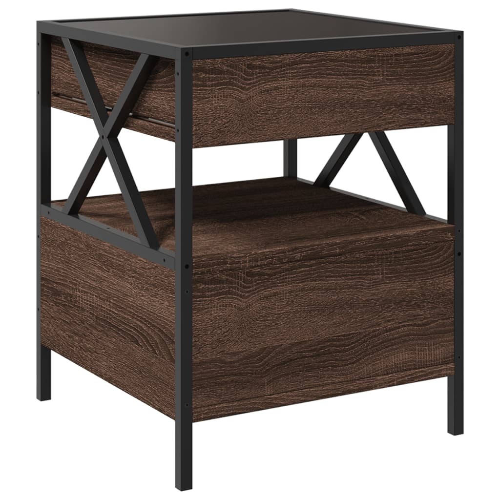 Bedside table with LED Infinity 40x40x51 cm brown oak