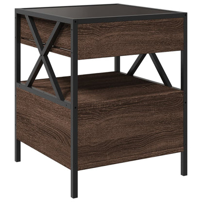 Bedside table with LED Infinity 40x40x51 cm brown oak