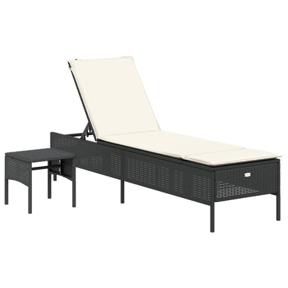 3 pcs sun lounger set with cushions poly rattan black