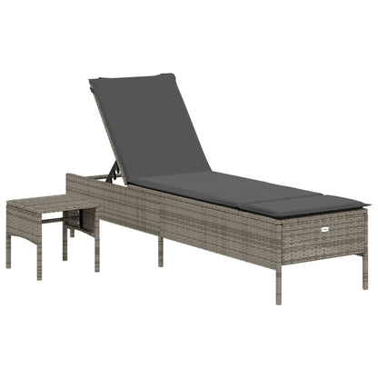 3 pcs sun lounger set with cushions poly rattan grey