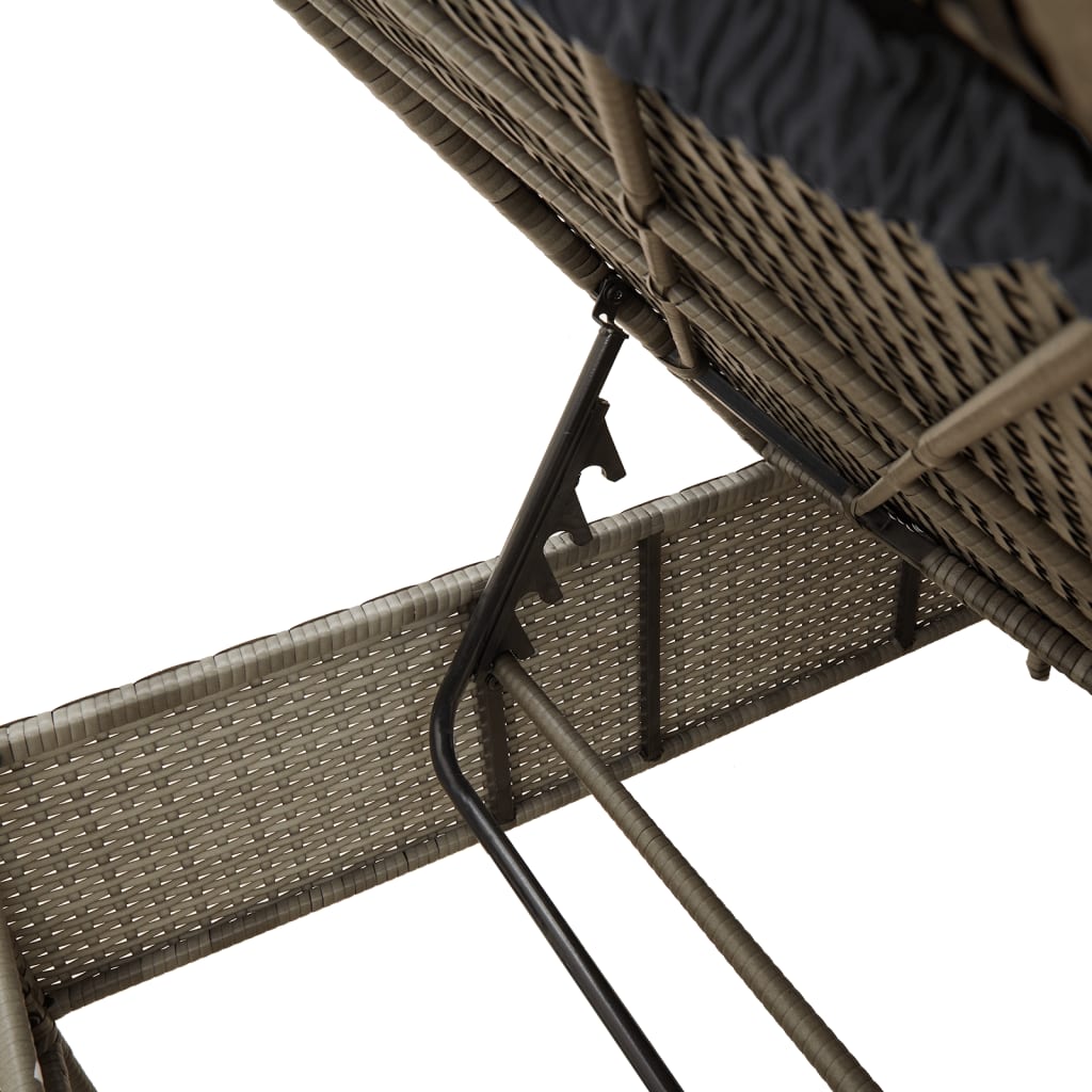 3 pcs sun lounger set with cushions poly rattan grey