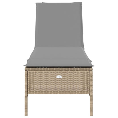 3 pcs sun lounger set with cushions PE rattan beige