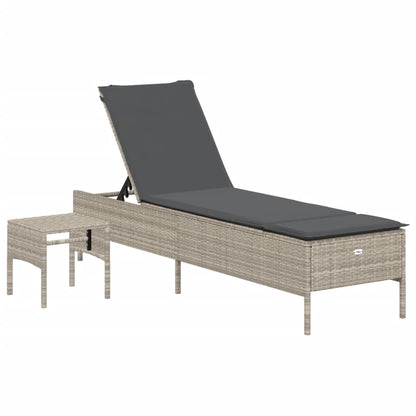 3 pcs sun lounger set with cushions light grey poly rattan