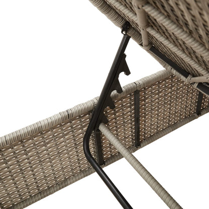 3 pcs sun lounger set with cushions light grey poly rattan