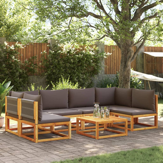 7 pcs garden sofa set with cushions solid acacia wood