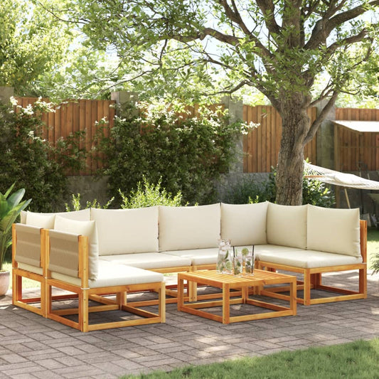 7 pcs garden sofa set with cushions solid acacia wood