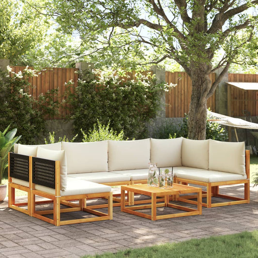7 pcs garden sofa set with cushions solid acacia wood