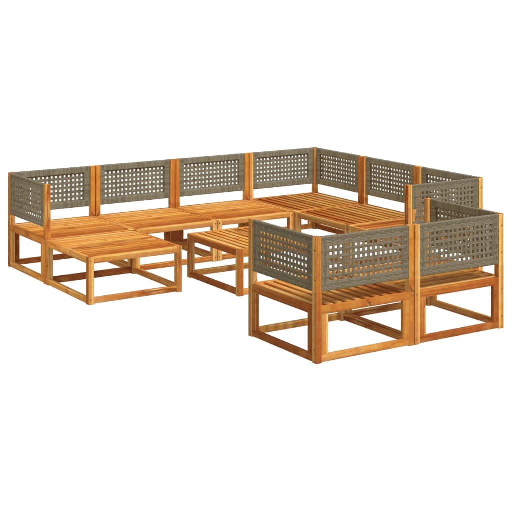 10 pcs conjunto de sofás de jardim com almofadões acácia maciça