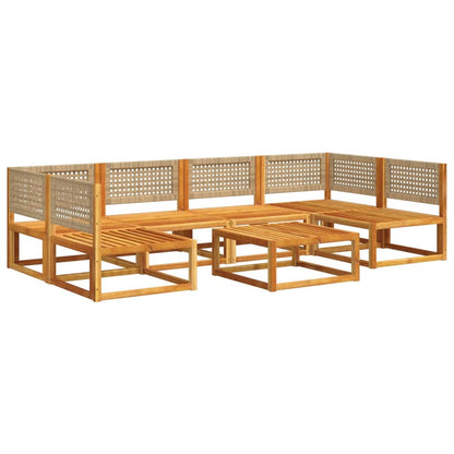 7 pcs garden sofa set with cushions solid acacia wood