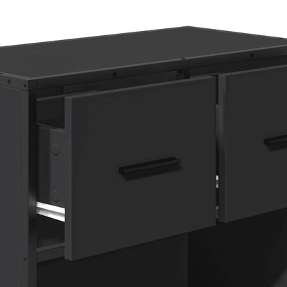 Mesa de cabeceira 60x31x60 cm madeira e metal preto