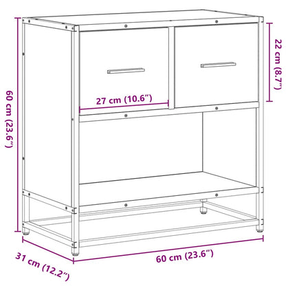 Mesa de cabeceira 60x31x60 cm madeira e metal preto