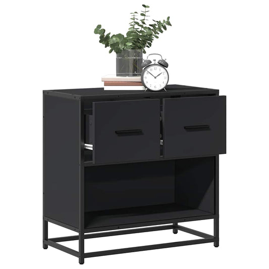 Mesa de cabeceira 60x31x60 cm madeira e metal preto