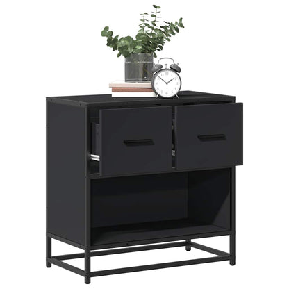 Mesa de cabeceira 60x31x60 cm madeira e metal preto