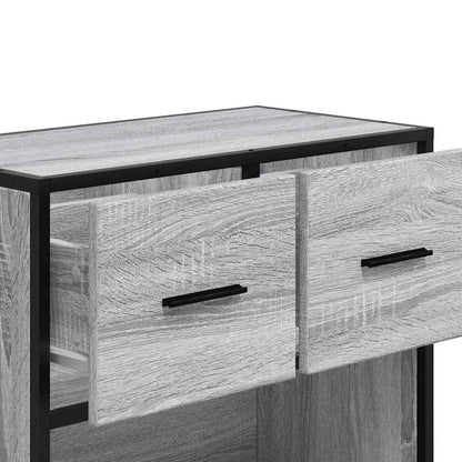Mesa de cabeceira Sonoma 60x31x60 cm madeira e metal cinzento