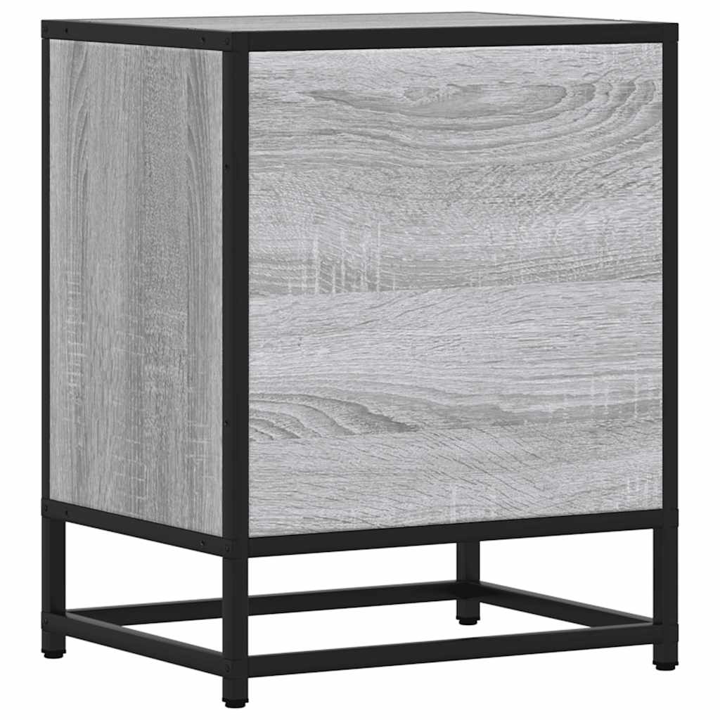 Mesa de cabeceira sonoma 40x31x50 cm madeira e metal cinzento