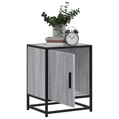 Mesa de cabeceira sonoma 40x31x50 cm madeira e metal cinzento
