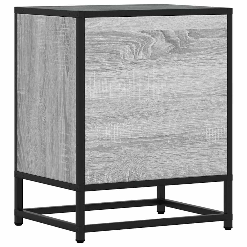 Mesa de cabeceira sonoma 40x31x50 cm madeira e metal cinzento