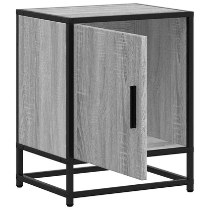 Mesa de cabeceira sonoma 40x31x50 cm madeira e metal cinzento