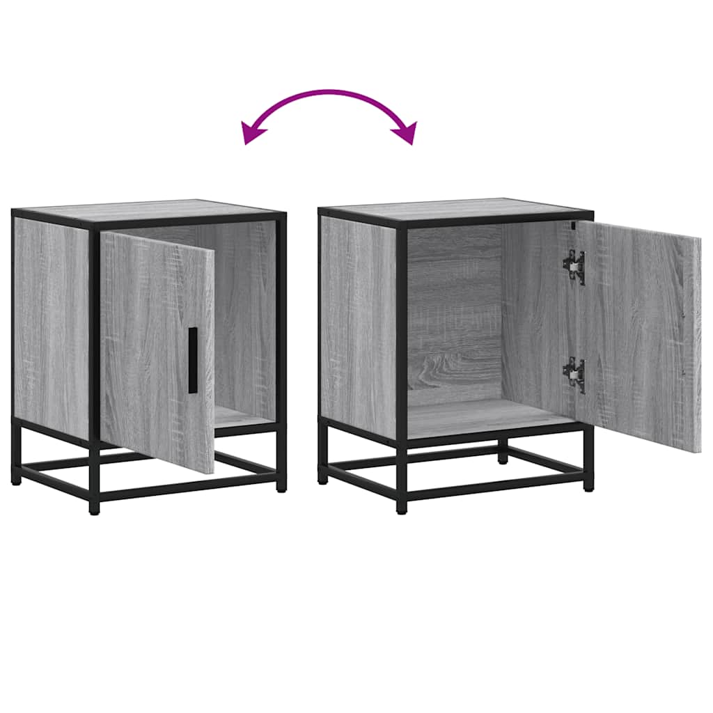 Mesa de cabeceira sonoma 40x31x50 cm madeira e metal cinzento