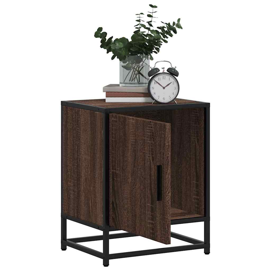 Mesa de cabeceira carvalho castanho 40x31x50 cm madeira e metal
