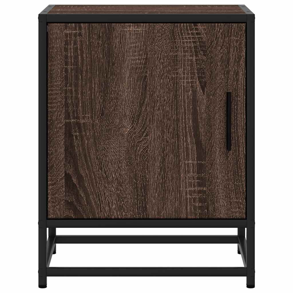 Mesa de cabeceira carvalho castanho 40x31x50 cm madeira e metal