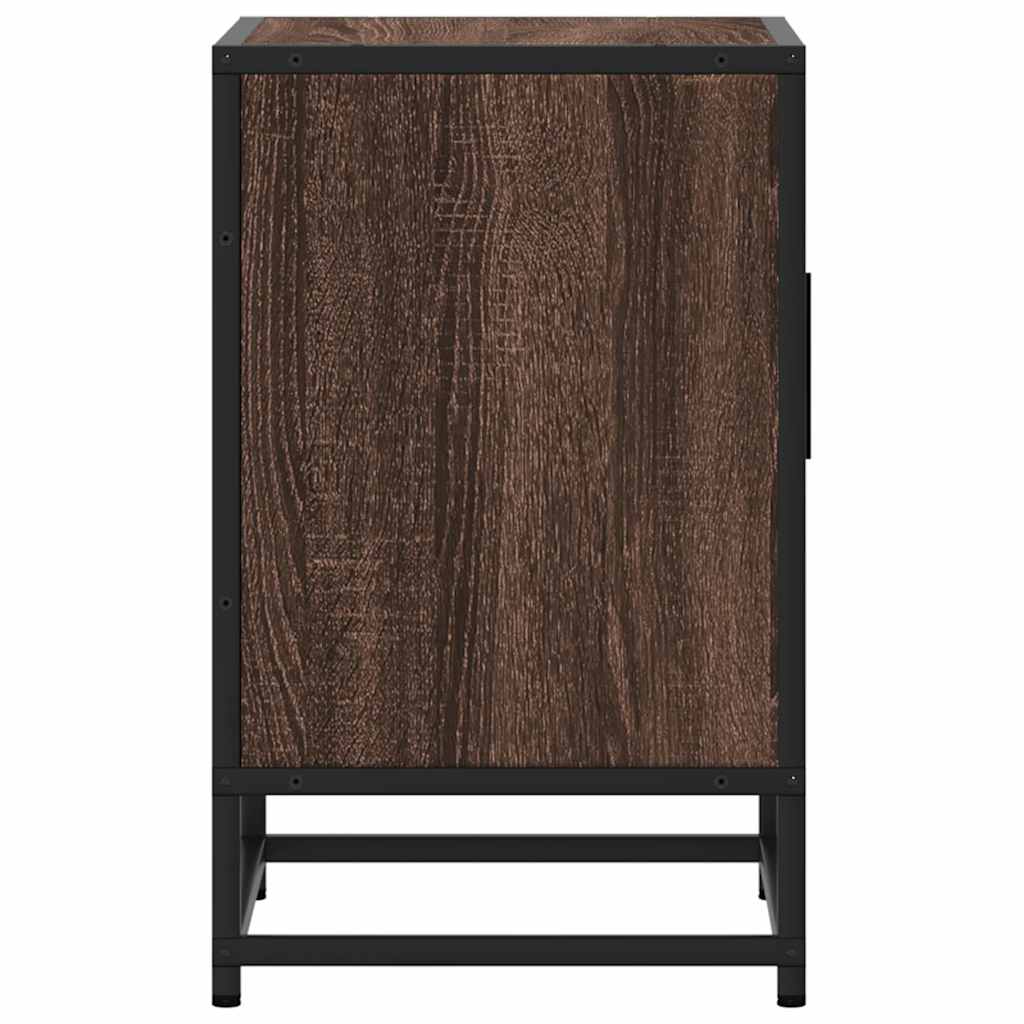 Mesa de cabeceira carvalho castanho 40x31x50 cm madeira e metal