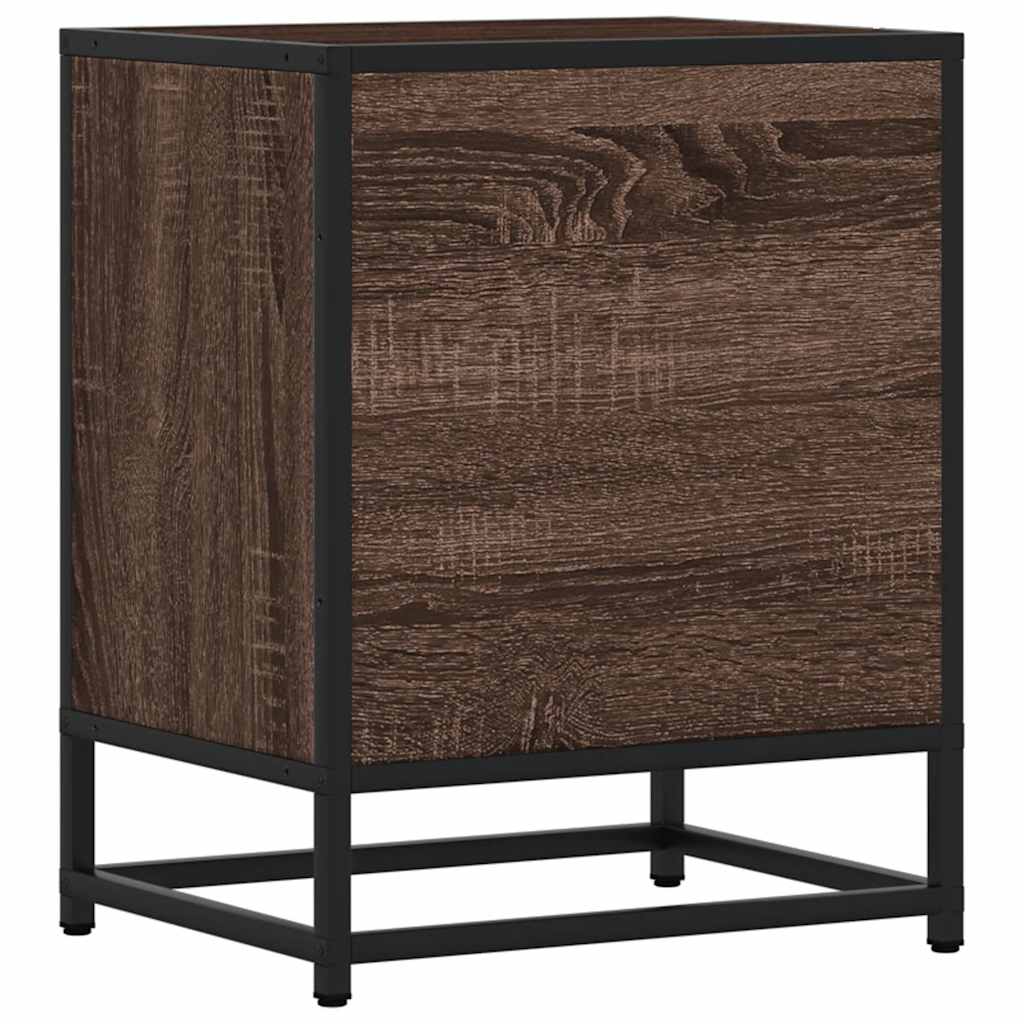 Mesa de cabeceira carvalho castanho 40x31x50 cm madeira e metal