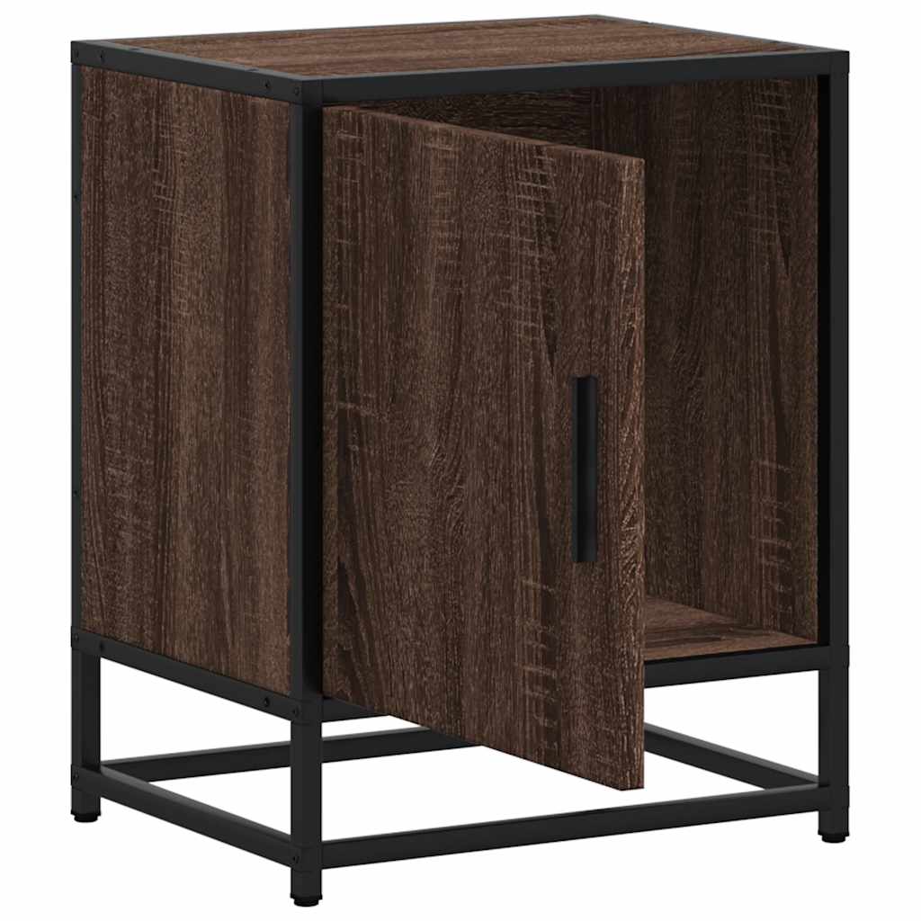Mesa de cabeceira carvalho castanho 40x31x50 cm madeira e metal