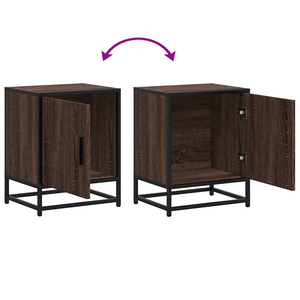 Mesa de cabeceira carvalho castanho 40x31x50 cm madeira e metal