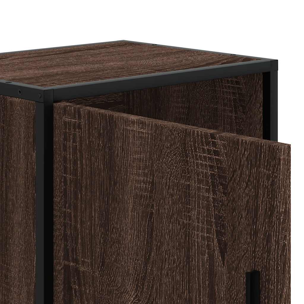 Mesa de cabeceira carvalho castanho 40x31x50 cm madeira e metal