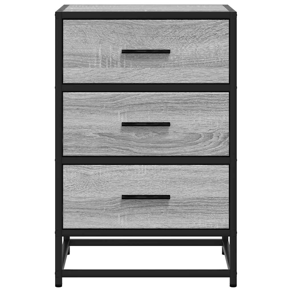 Mesa de cabeceira sonoma 40x34,5x60 cm madeira e metal cinzento