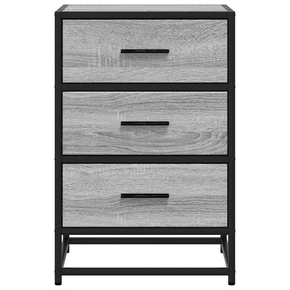 Mesa de cabeceira sonoma 40x34,5x60 cm madeira e metal cinzento