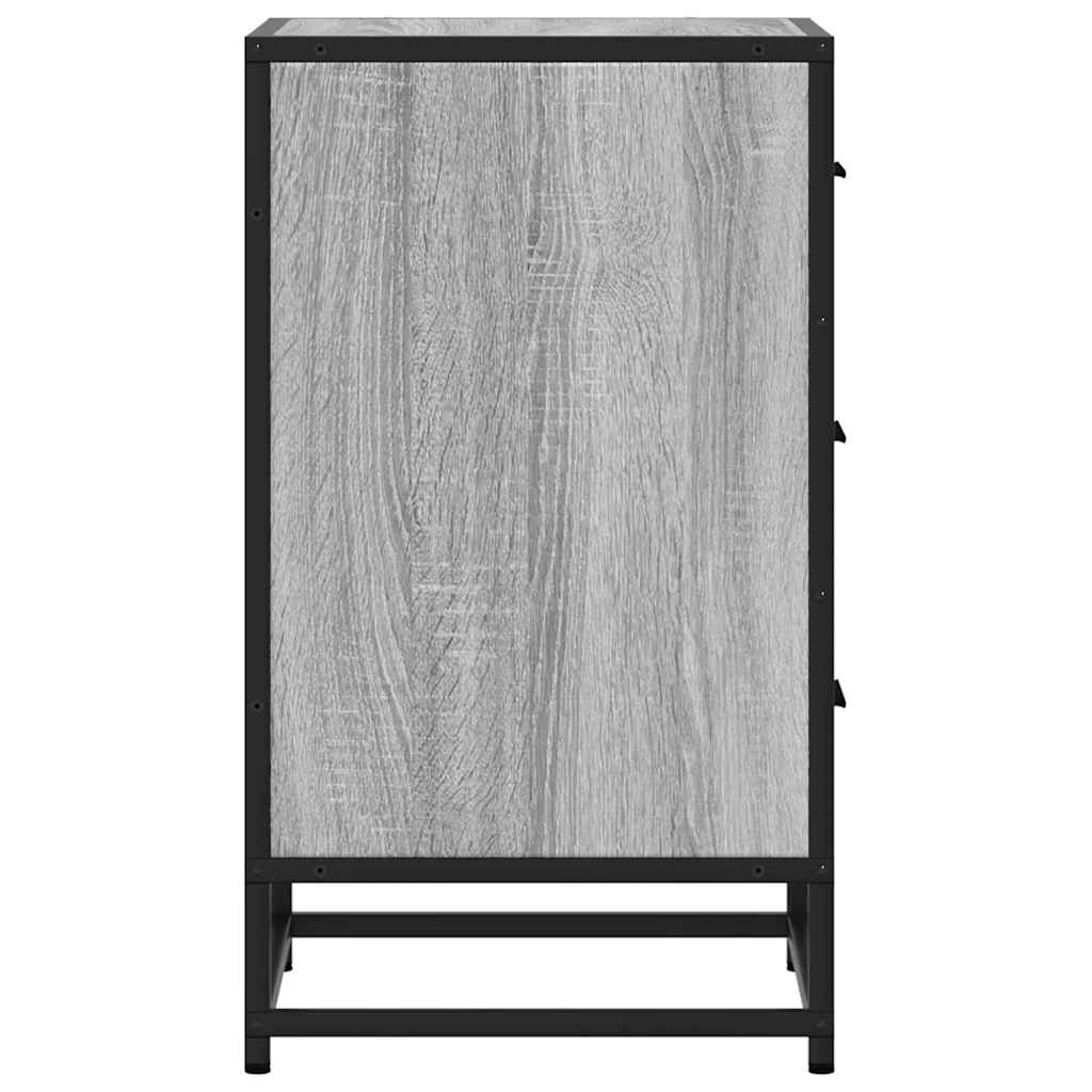 Mesa de cabeceira sonoma 40x34,5x60 cm madeira e metal cinzento
